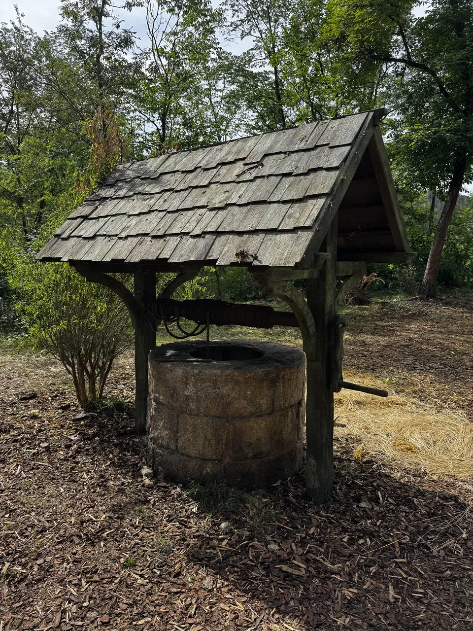 Timber well in The Mill courtyard